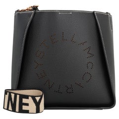 Stella McCartney Perforated Logo Faux Leather Shoulder Bag — Black
