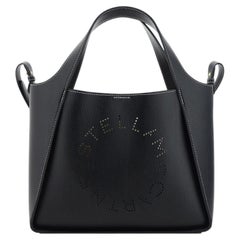 Stella McCartney Perforated-Logo Faux Leather Shoulder Bag — Black