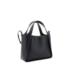 Stella McCartney Perforated Monogram Faux Leather Shoulder Bag — Black