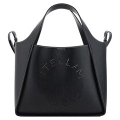 Stella McCartney Perforated Monogram Faux Leather Shoulder Bag — Black