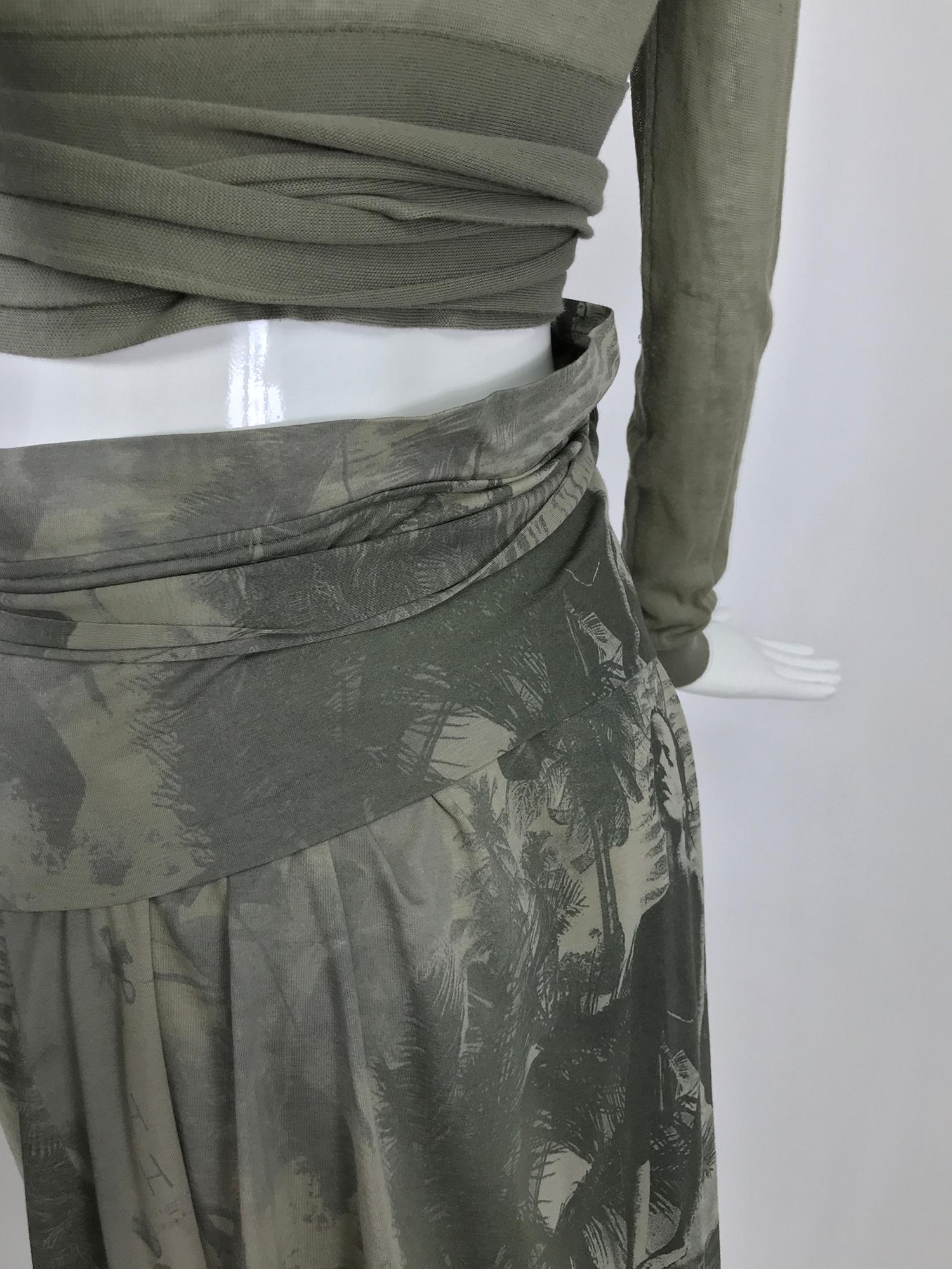 Stella McCartney Photo Print Sage Green Skirt and Wrap Sweater Set  3