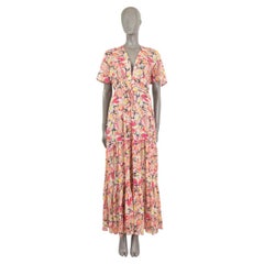 STELLA MCCARTNEY pink cotton 2021 LINDA WATERCOLOR FLORAL MAXI Dress XS