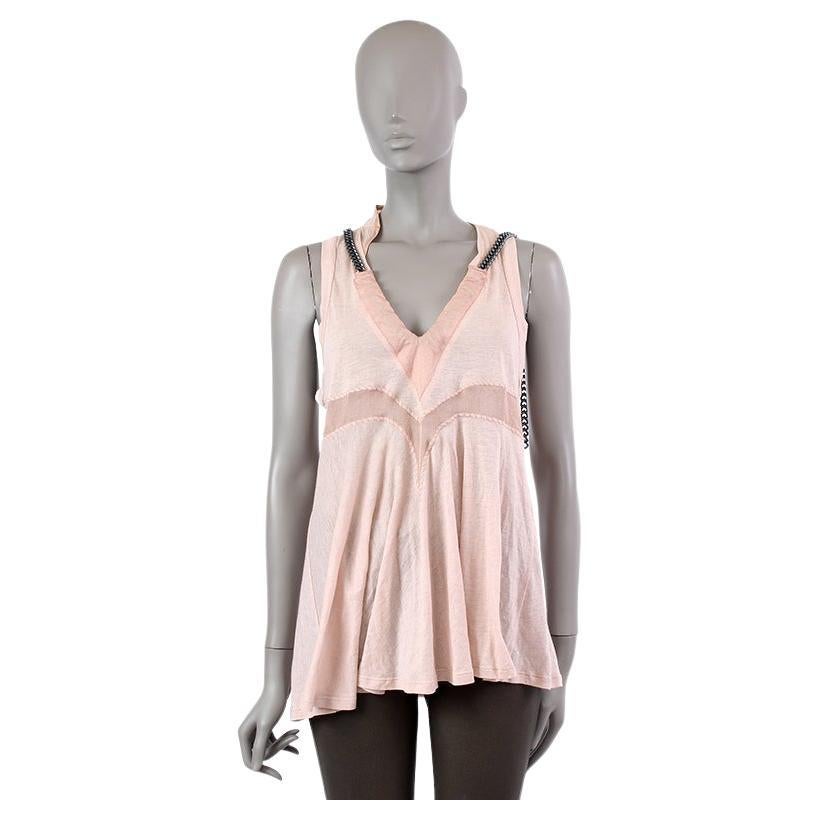 STELLA MCCARTNEY pink cotton CHAIN DETAIL Tank Top Shirt 42 M