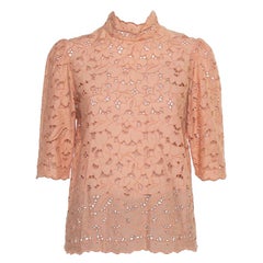 Stella McCartney Pink Eyelet Lace Back Button Detail Top S