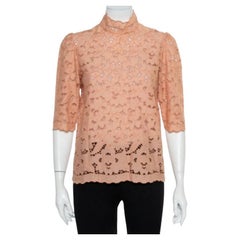 Stella McCartney Pink Eyelet Lace Back Button Detail Top S