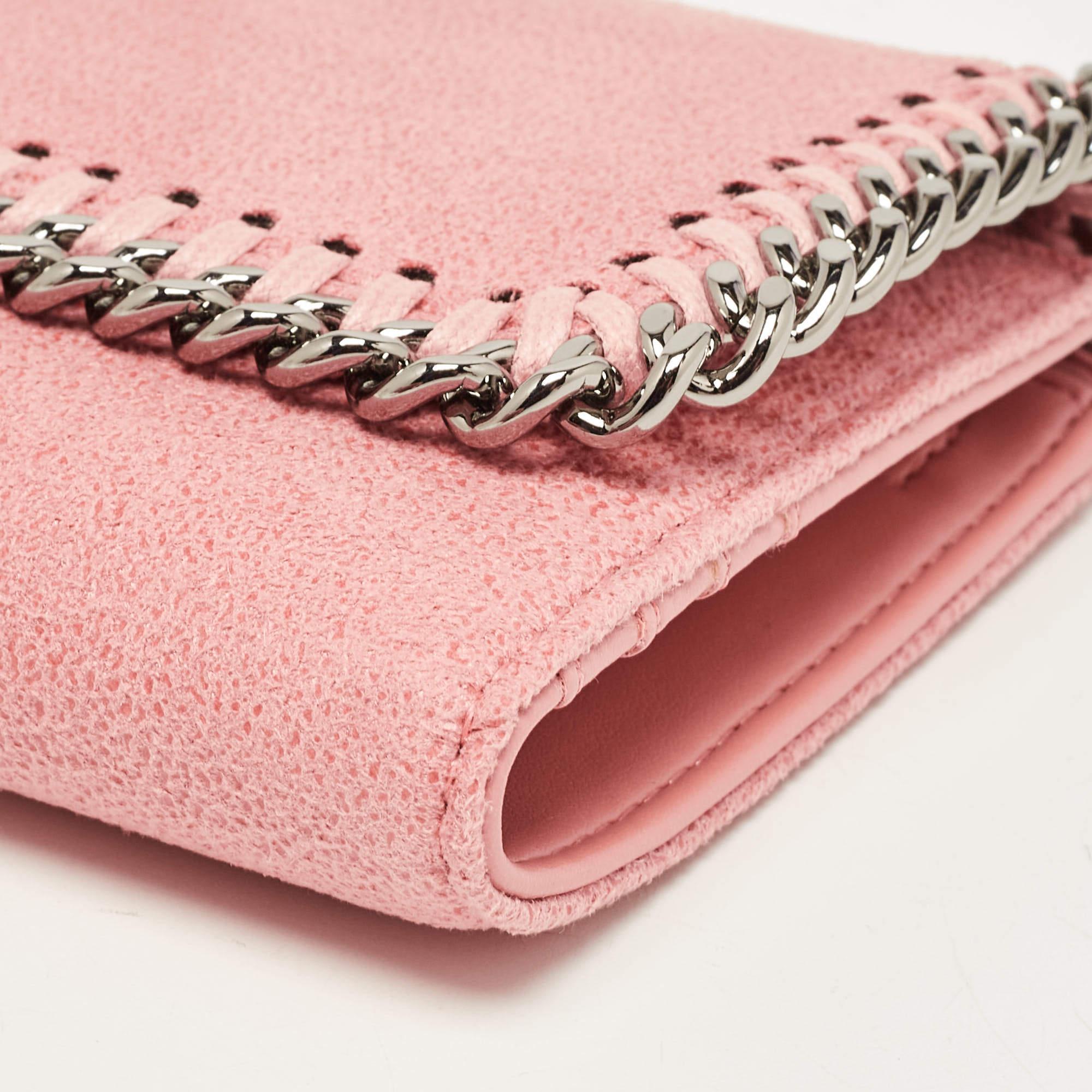 Stella McCartney Pink Faux Leather Falabella Compact Wallet For Sale 3