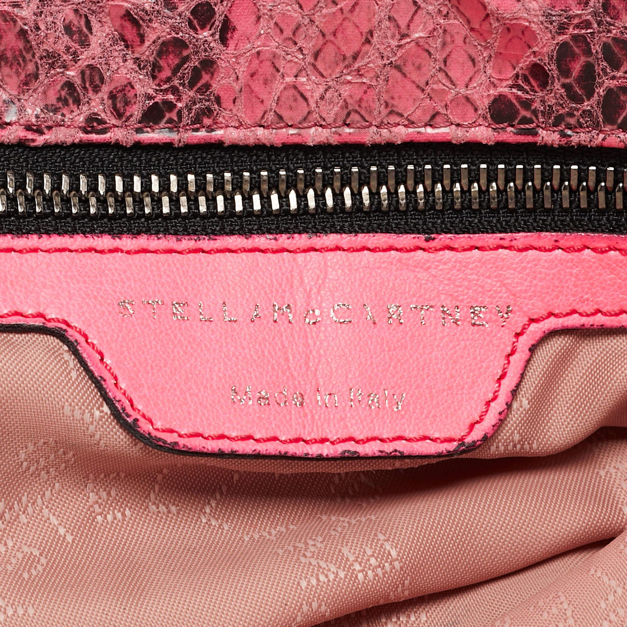 Stella McCartney Pink Faux Python Leather Small Falabella Tote For Sale 8
