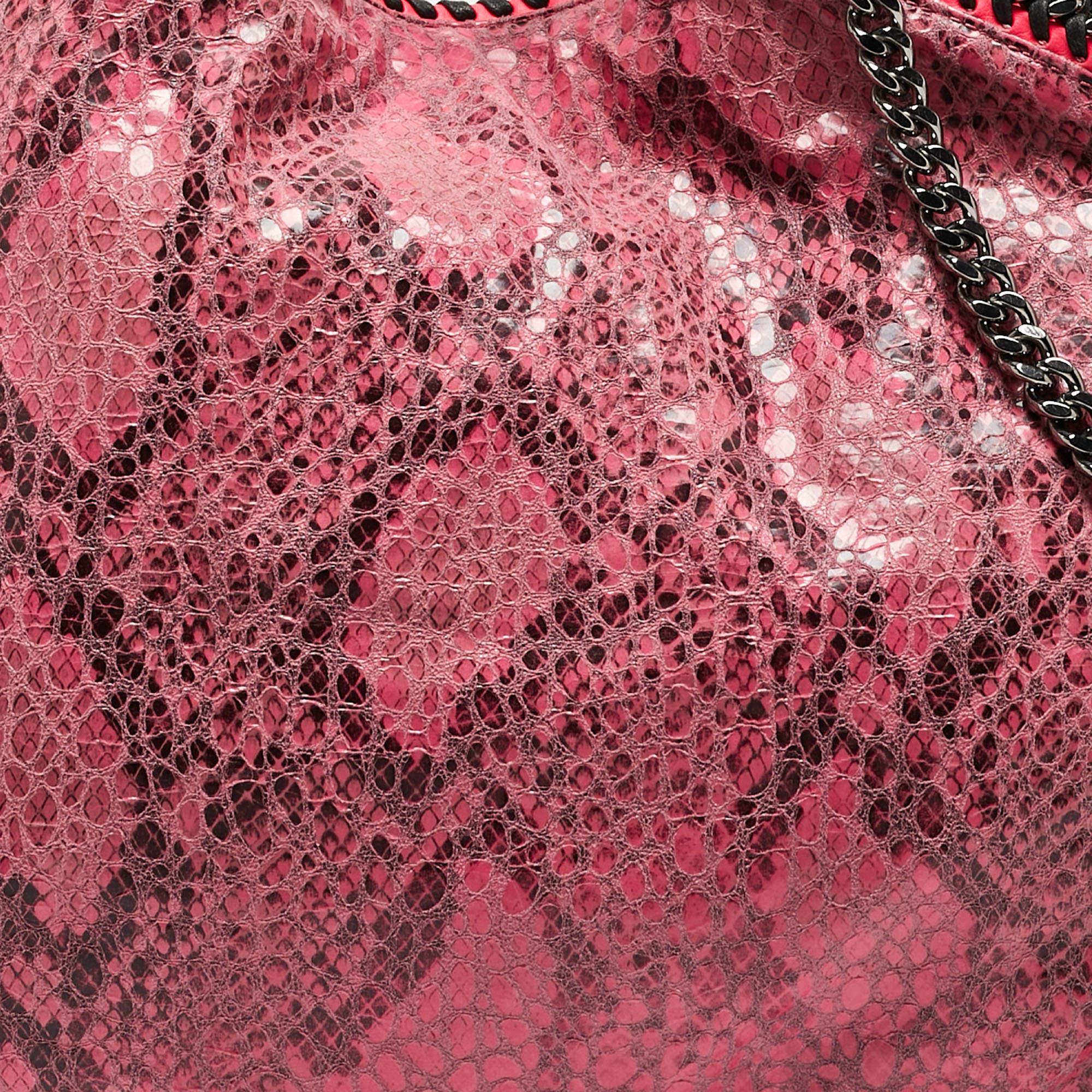 Stella McCartney Pink Faux Python Leather Small Falabella Tote For Sale 9