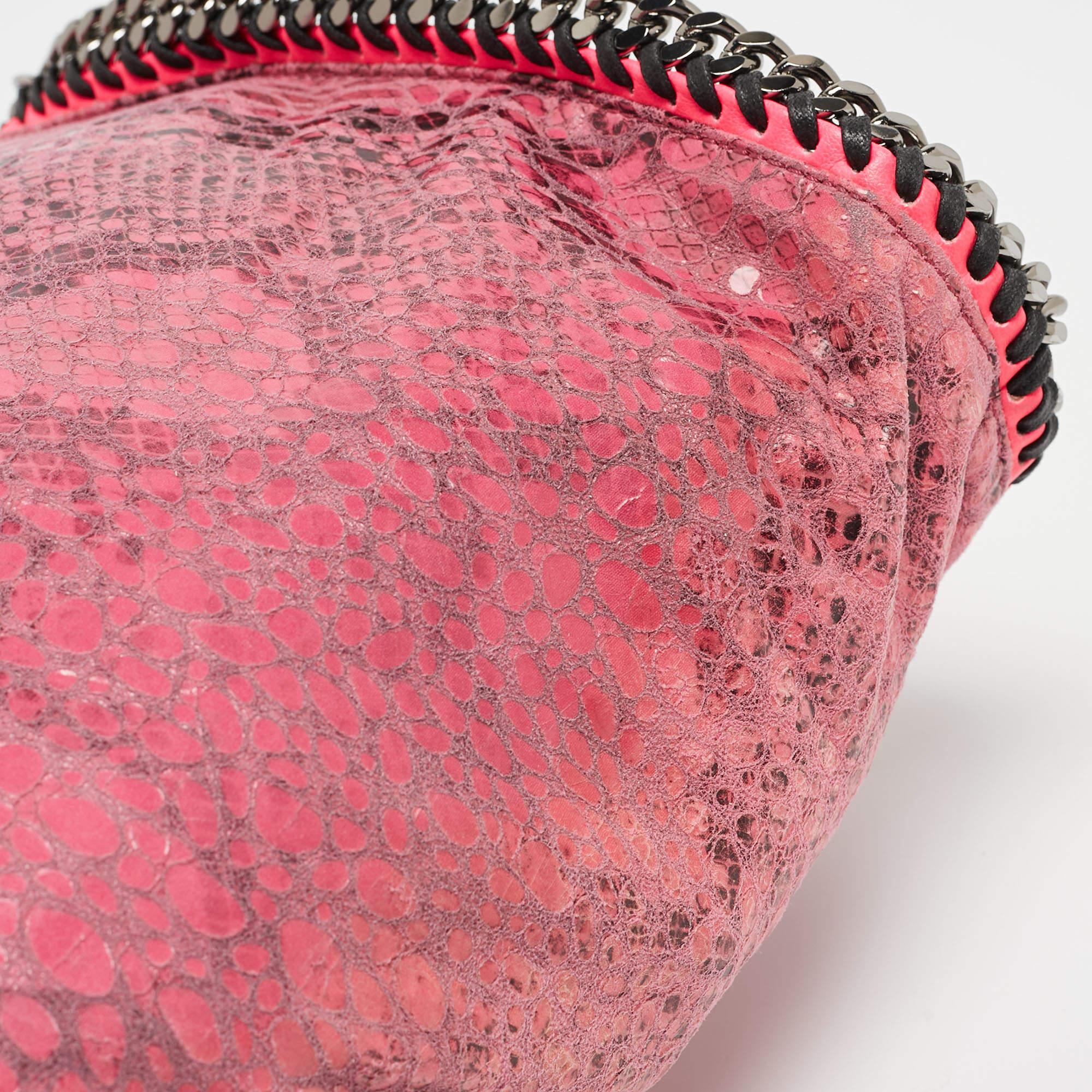 Women's Stella McCartney Pink Faux Python Leather Small Falabella Tote For Sale