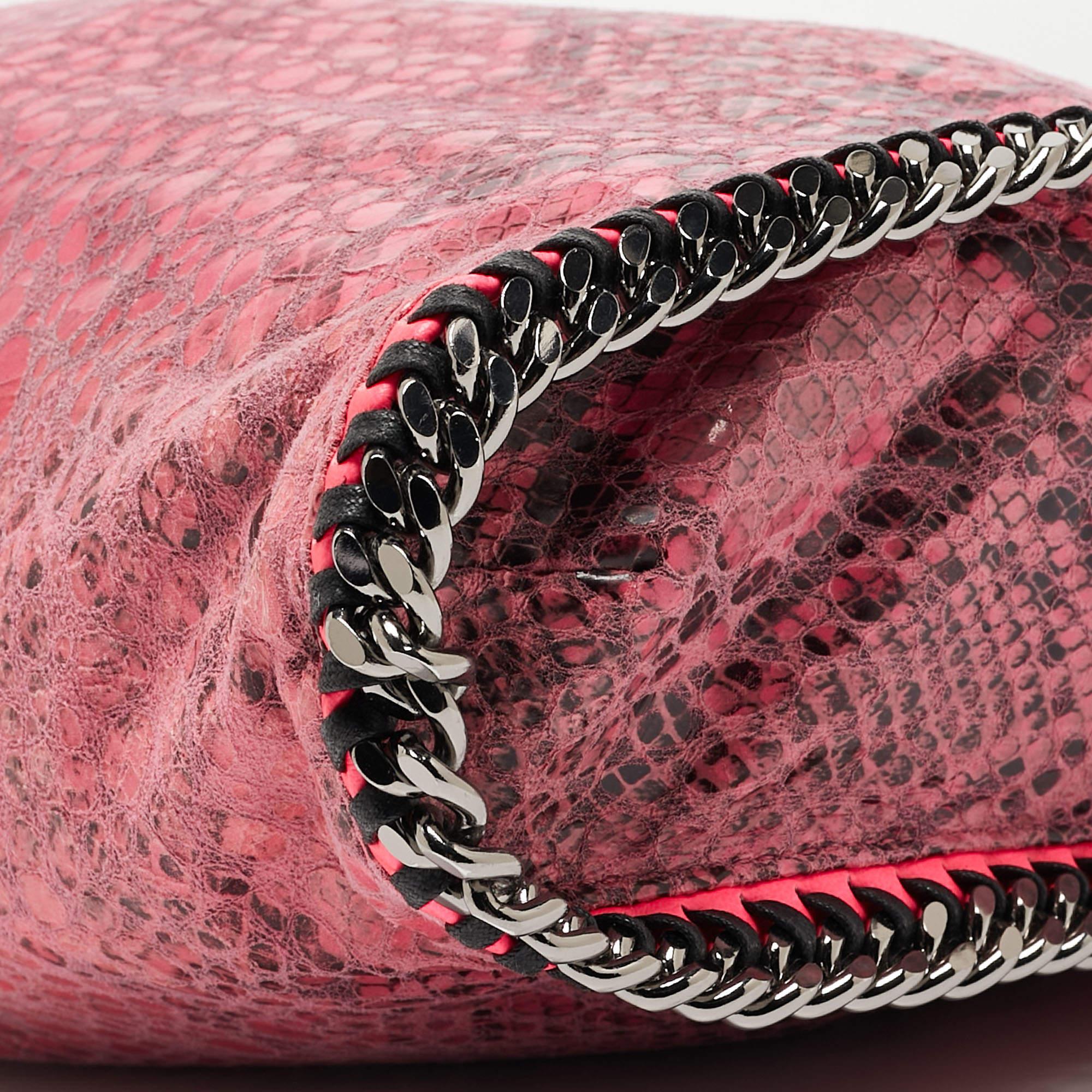 Stella McCartney Pink Faux Python Leather Small Falabella Tote For Sale 3
