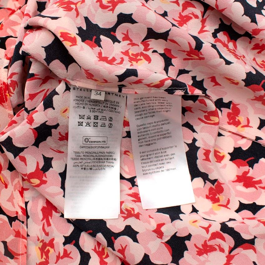 Stella McCartney Pink Floral Print Blouse & Skirt Silk Set - US 00 For Sale 3