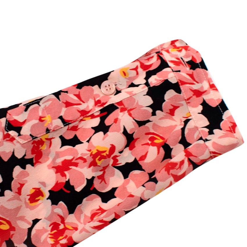 Stella McCartney Pink Floral Print Blouse & Skirt Silk Set - US 00 For Sale 1
