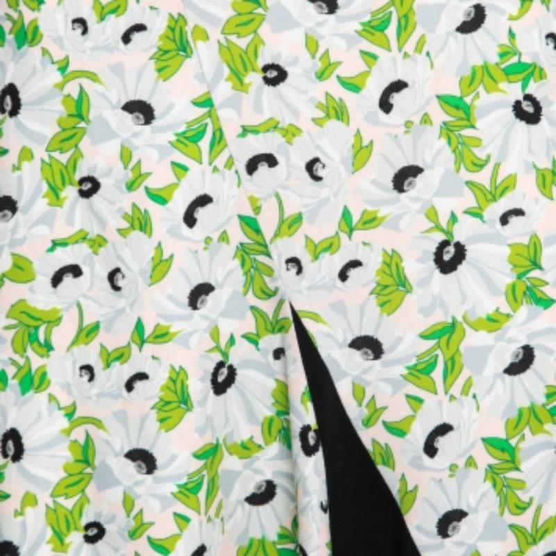 Women's Stella McCartney Pink Floral Printed Crepe Contrast Midi Skirt S For Sale