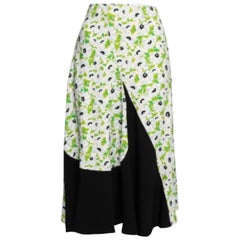 Stella McCartney - Gonna midi a contrasto in crepe stampata con fiori rosa S