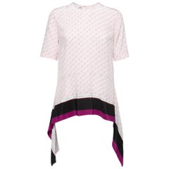 Stella McCartney Pink Logo Print Silk Asymmetric Tiered Top S