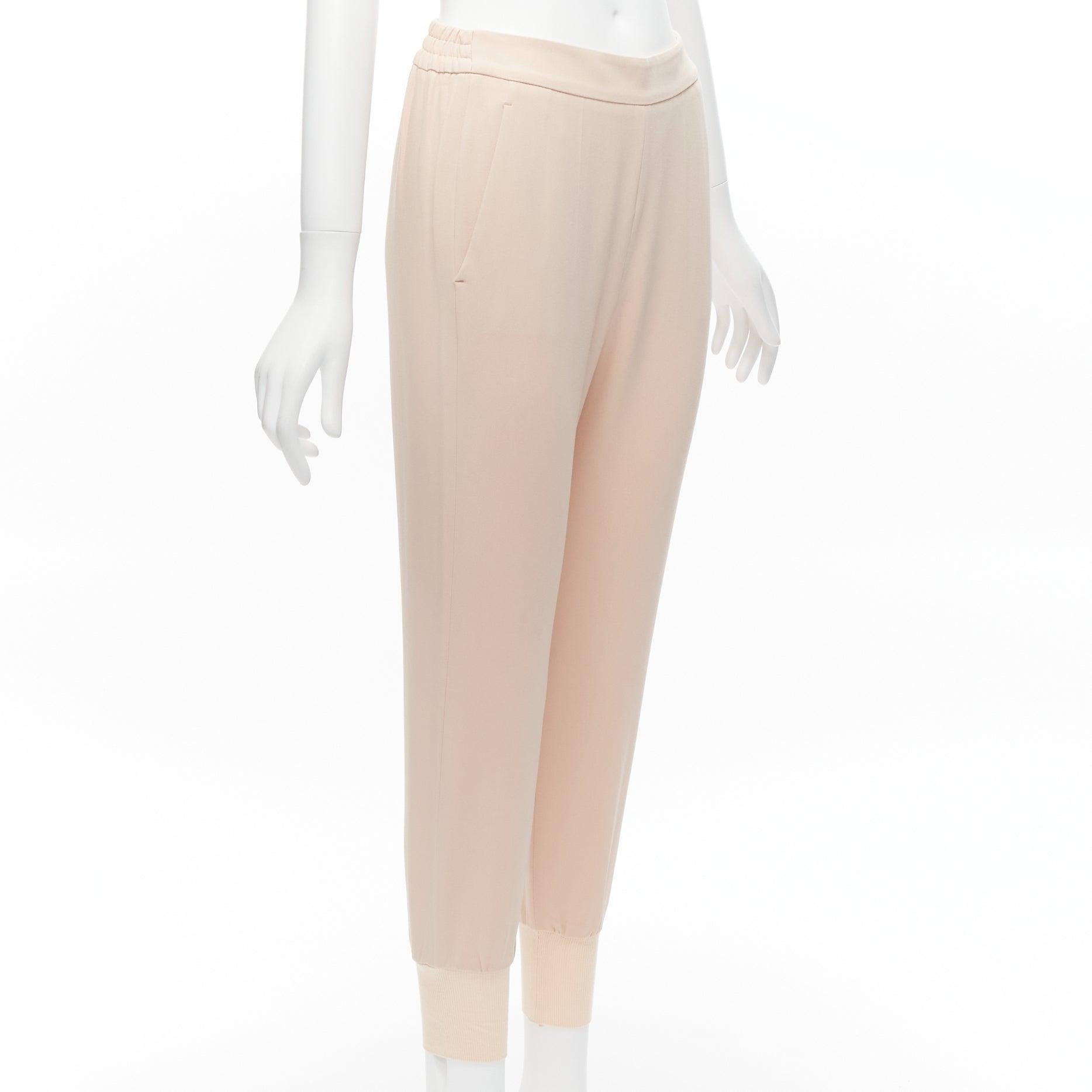 Beige STELLA MCCARTNEY pink minimalist elastic waistband cropped jogger harem pants For Sale