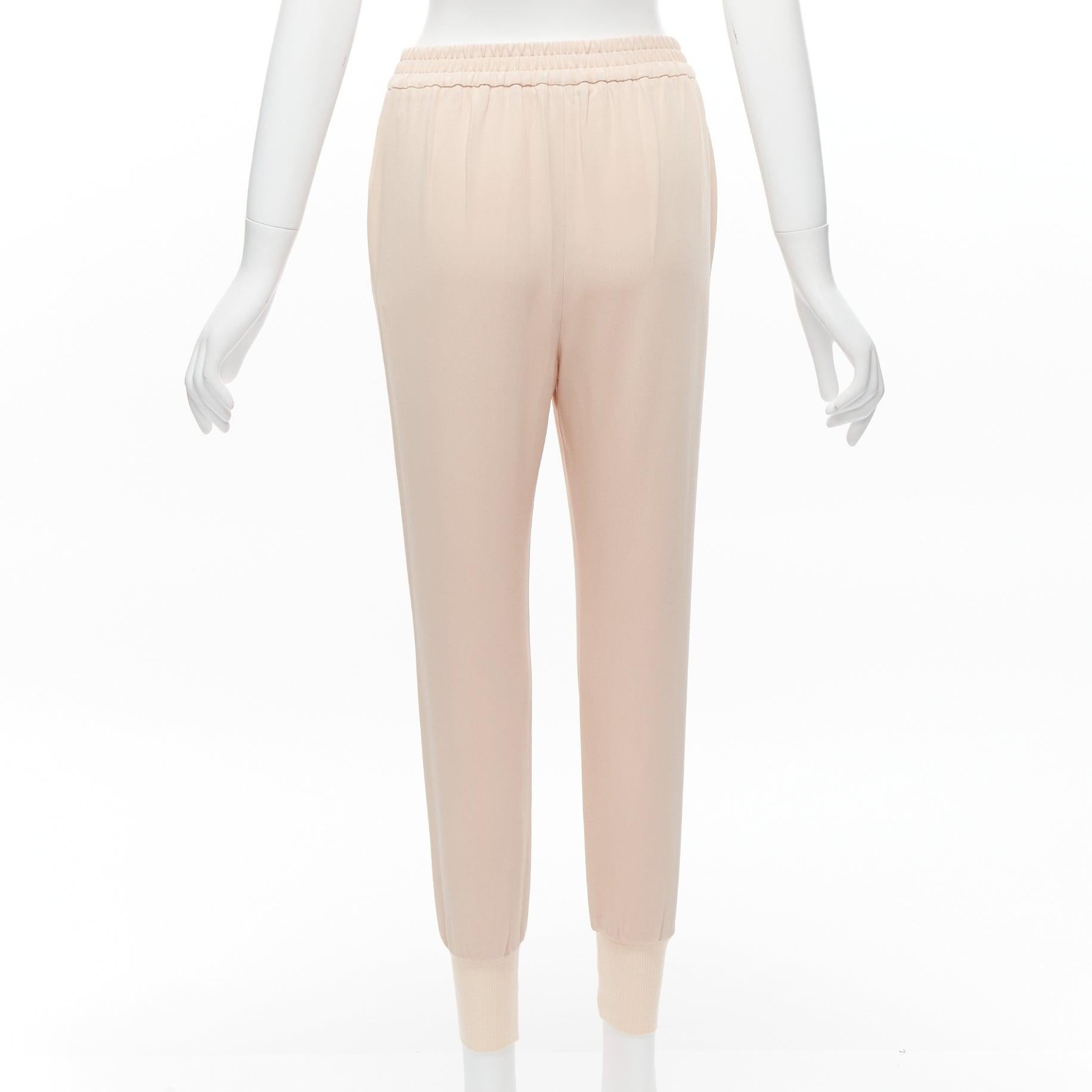 Women's STELLA MCCARTNEY pink minimalist elastic waistband cropped jogger pants IT34 XXS For Sale