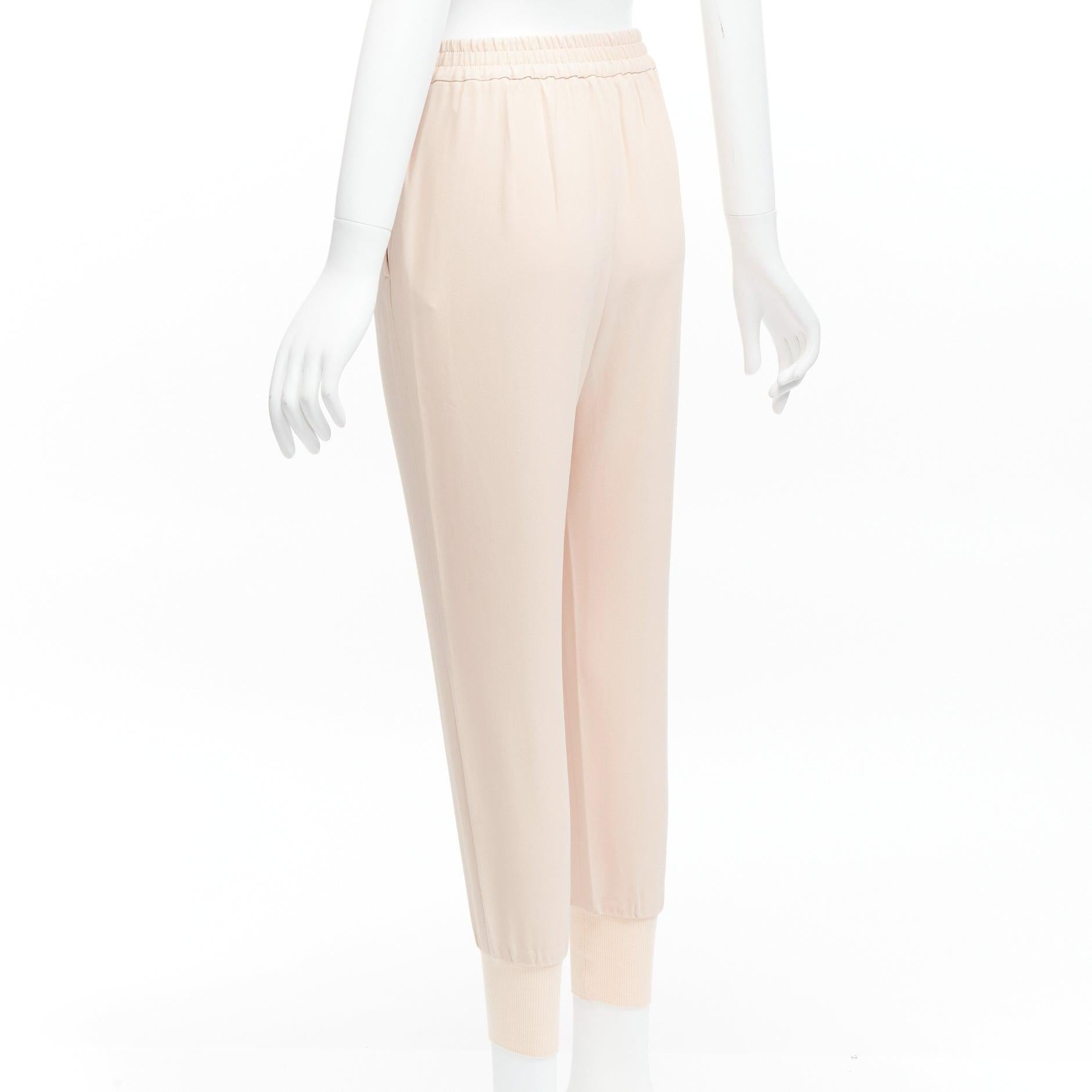 STELLA MCCARTNEY pink minimalist elastic waistband cropped jogger pants IT34 XXS For Sale 1