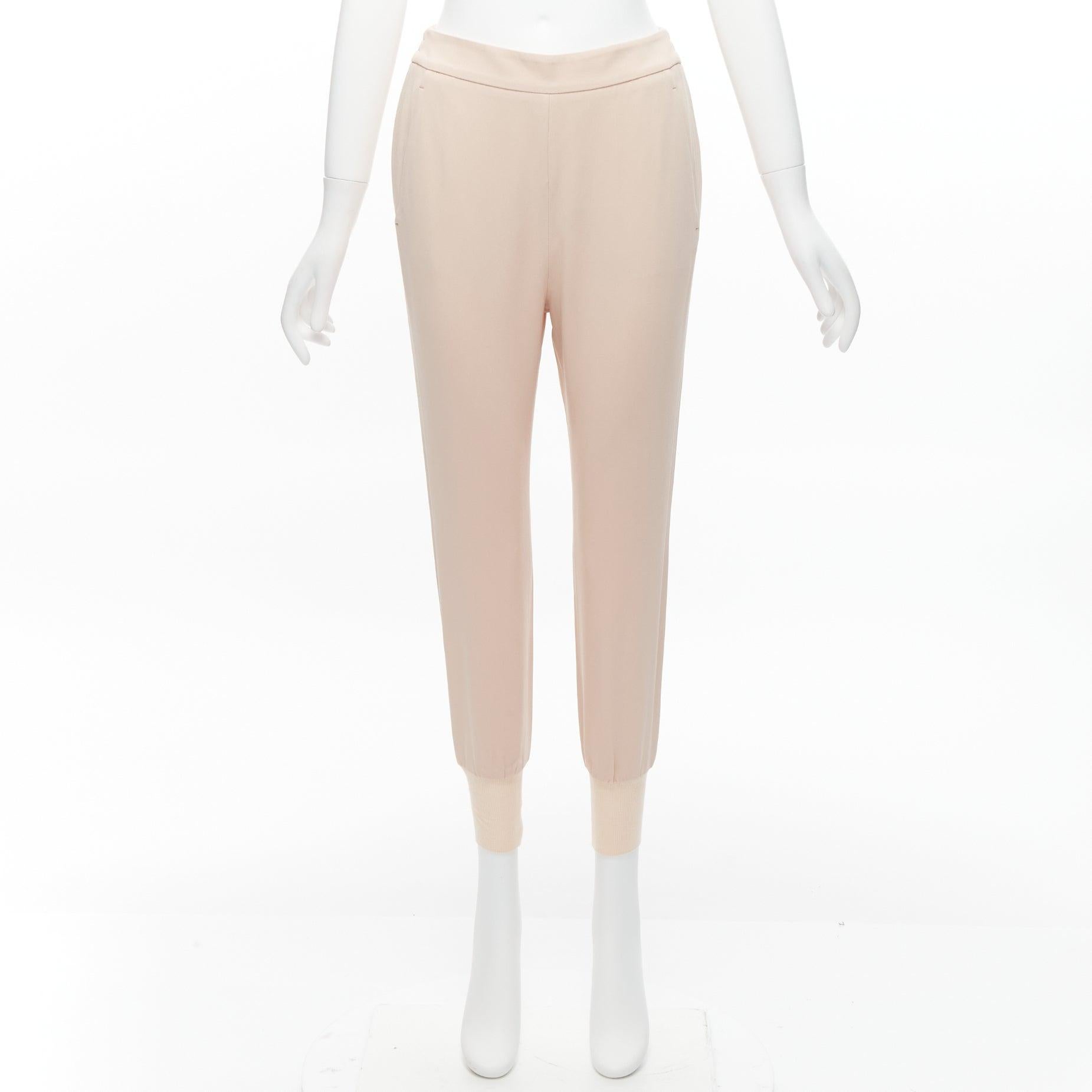 STELLA MCCARTNEY pink minimalist elastic waistband cropped jogger pants IT34 XXS For Sale 4