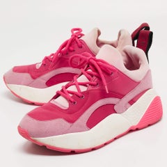 Stella McCartney Pink/Red Nylon and Faux Suede Chunky Sneakers Size 38