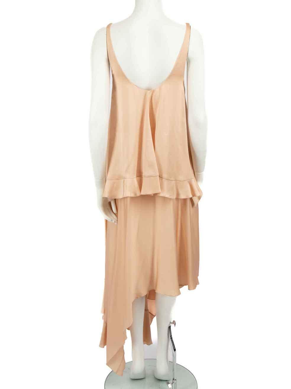 Stella McCartney Pink Silk Asymmetric Midi Dress Size M In Excellent Condition In London, GB