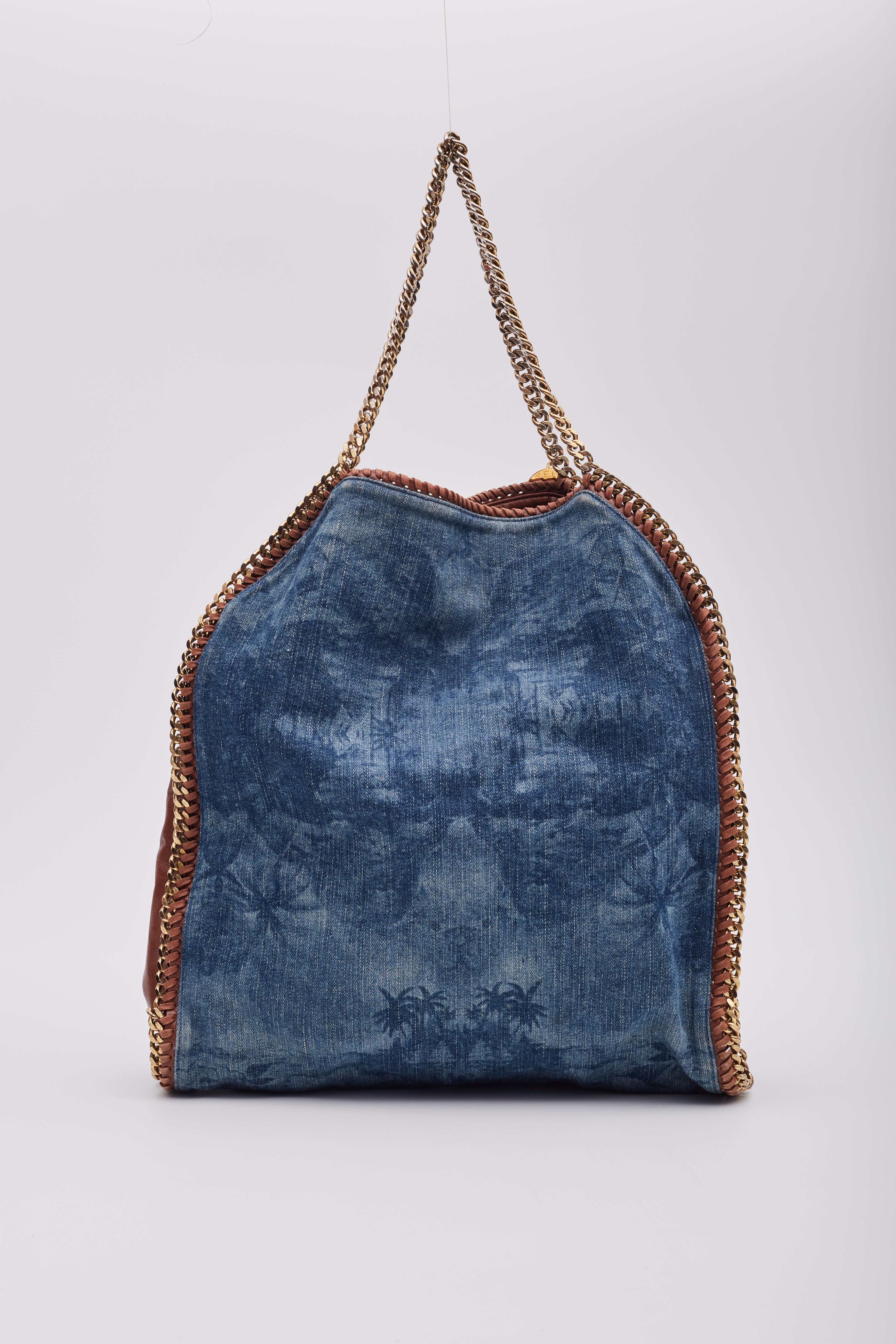 Stella McCartney - Borsa Falabella in denim blu stampato - Grande In condizioni buone a Montreal, Quebec
