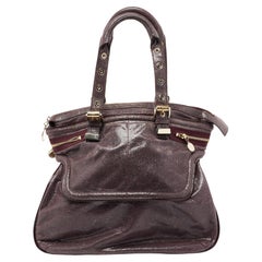 Stella McCartney Purple Faux Suede and Patent Leather Tote
