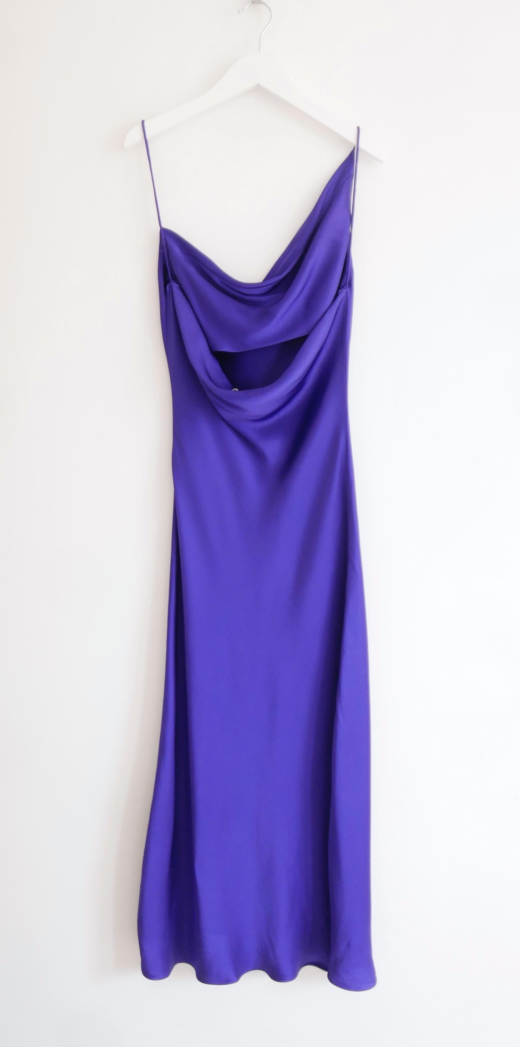 Vestido slip de satén morado Stella McCartney Púrpura en venta
