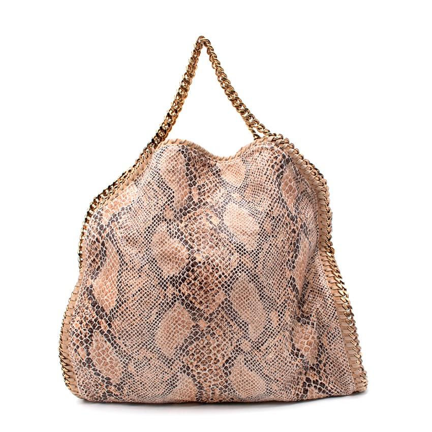 Stella McCartney Python Effect Falabella Tote Bag
 

 - Crafted from faux python in a natural colour 
 - Gold-tone chain detailing 
 - Nylon lined interior 
 - Magnet fastening 
 - Zip pocket compartment 
 

 Materials:
 Python effect faux leather
