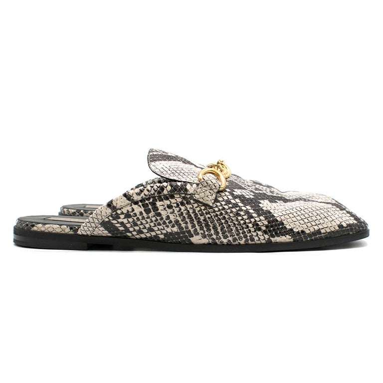 Stella McCartney Python-Effect Faux-Leather Backless Loafers 41 For ...