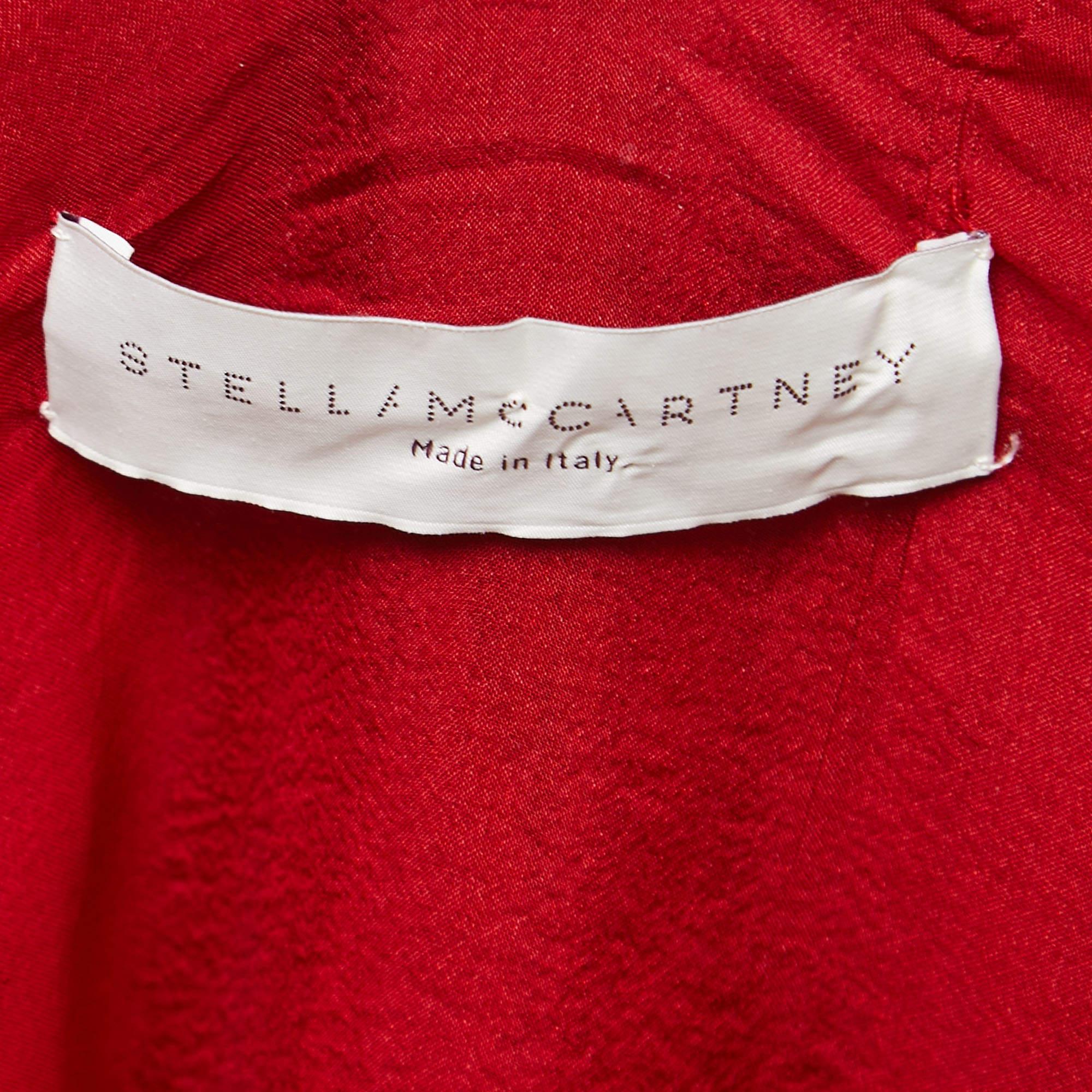 Stella McCartney Rotes gerafftes Etuikleid aus Krepp mit gerafften Schultern S Damen im Angebot