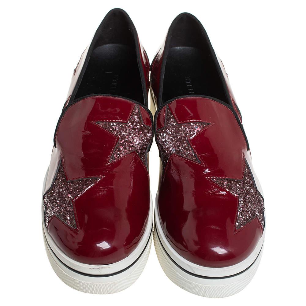 Stella McCartney Zapatillas rojas de charol con plataforma deslizante talla 38 Gris