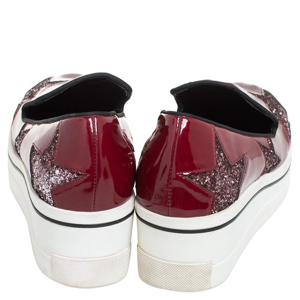 De las mujeres Stella McCartney Zapatillas rojas de charol con plataforma deslizante talla 38