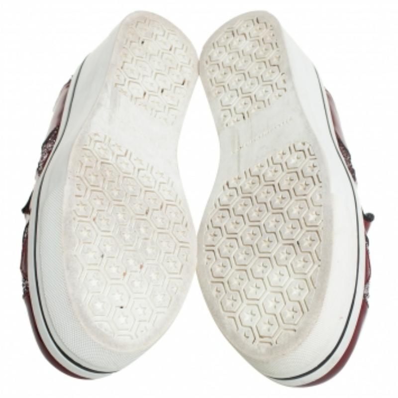 Stella McCartney Red Faux Patent Leather  Slip On Platform Sneakers Size 38 For Sale 1