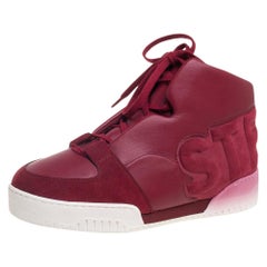 Stella McCartney Red Faux Suede Leather High Top Sneakers Size 37
