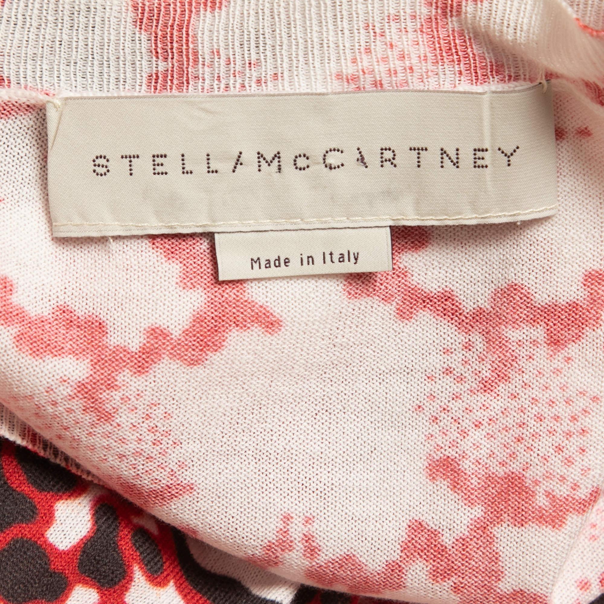 Stella McCartney Red Leopard Print Cotton Knit Long Sleeve Top M In condizioni ottime in vendita a Dubai, Al Qouz 2