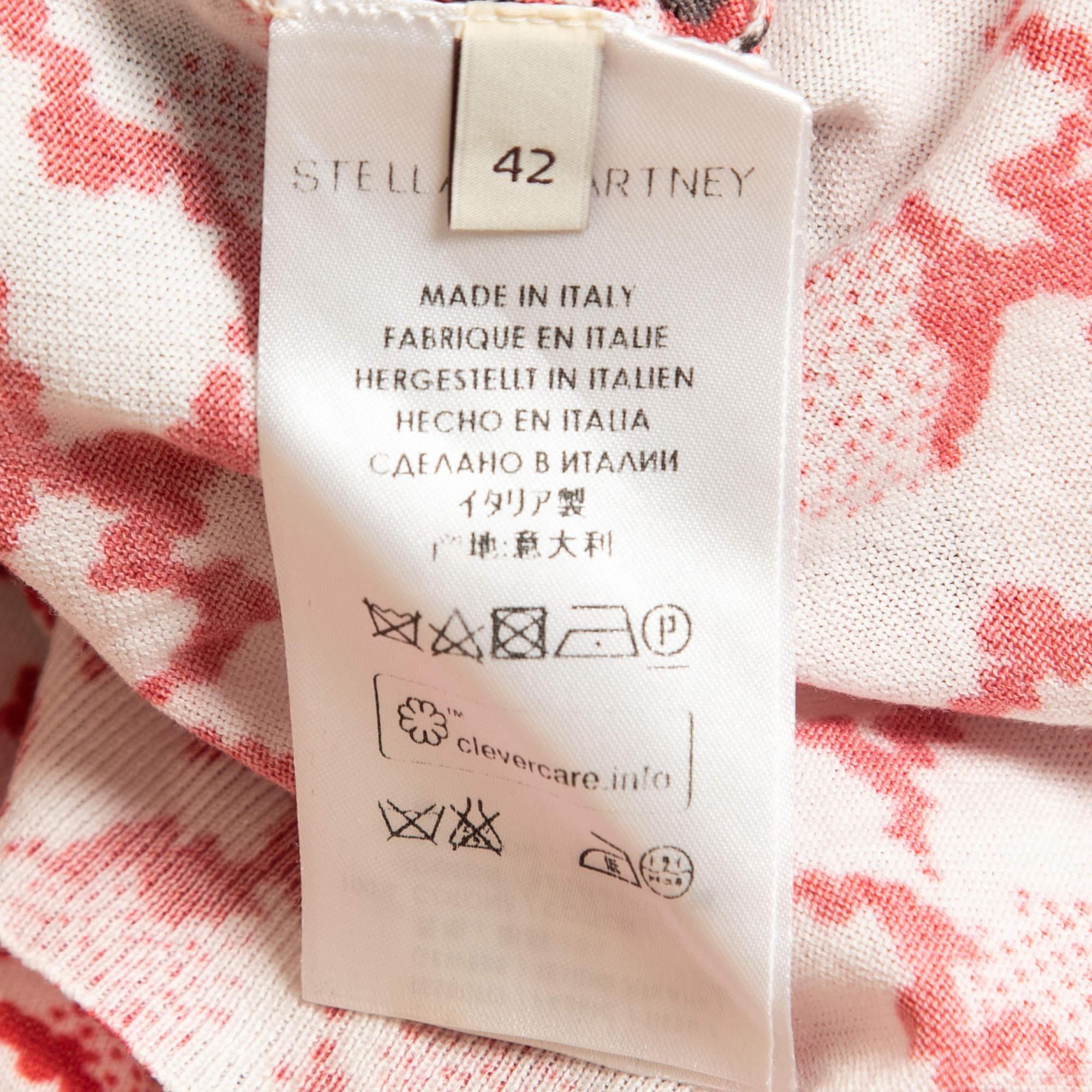 Donna Stella McCartney Red Leopard Print Cotton Knit Long Sleeve Top M in vendita