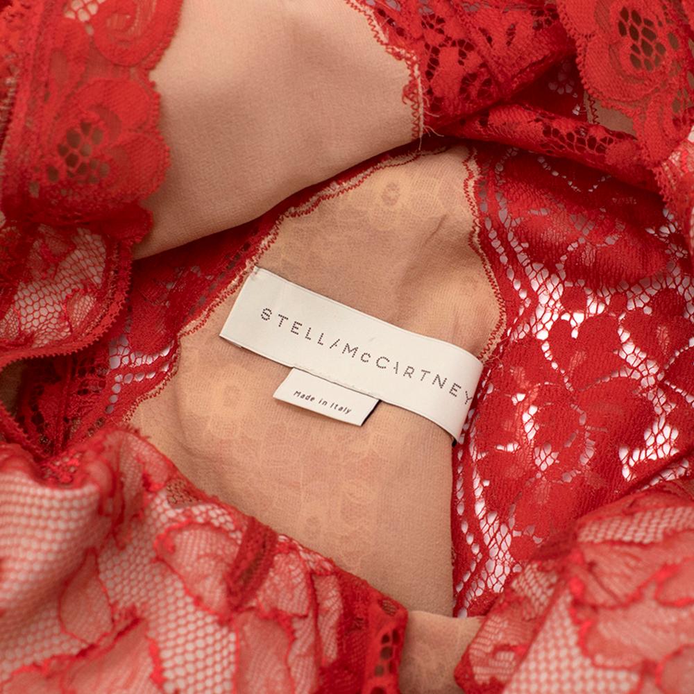 Women's Stella McCartney Red & Nude Lace Sleeveless Dress M
