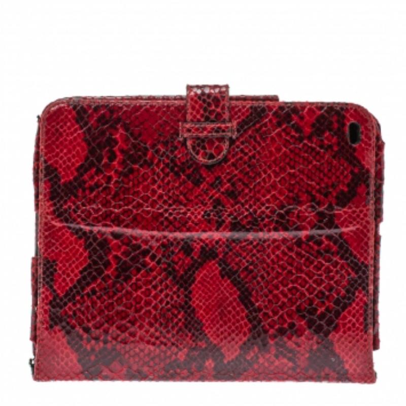 Stella McCartney Red Python Print Faux Leather Falabella iPad Holder For Sale 4