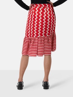 Stella McCartney Red & White Silk Asymmetric Skirt Size XXS