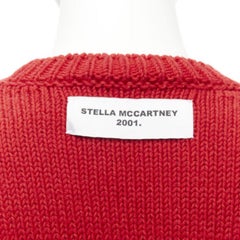 STELLA MCCARTNEY red wool cotton textured bunny sweater IT34 XXS