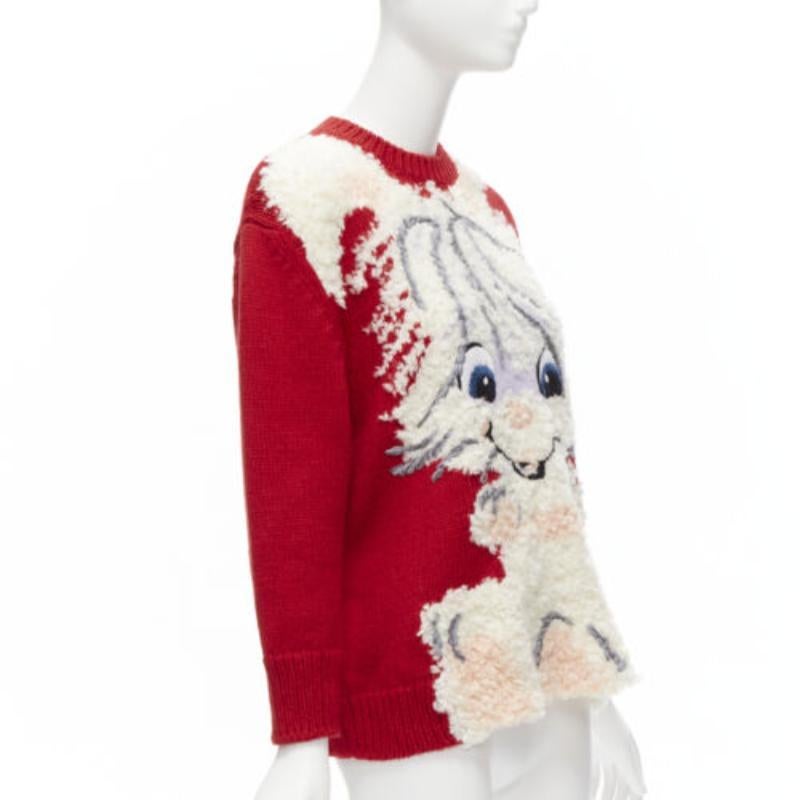 Beige Pull col bénitier STELLA MCCARTNEY rouge en laine et coton texturé IT34 XXS en vente