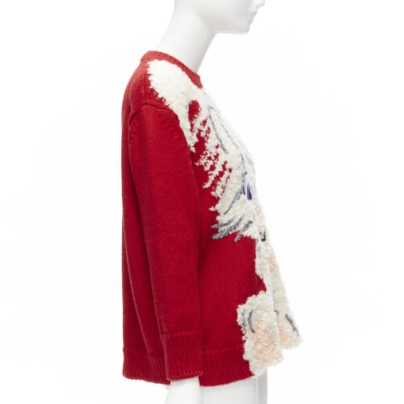 Pull col bénitier STELLA MCCARTNEY rouge en laine et coton texturé IT34 XXS Excellent état - En vente à Hong Kong, NT