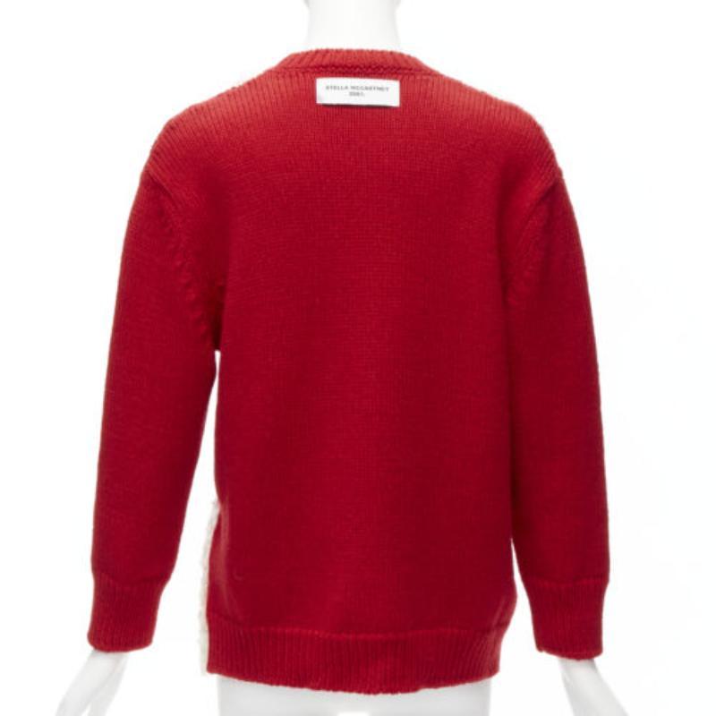 Pull col bénitier STELLA MCCARTNEY rouge en laine et coton texturé IT34 XXS Pour femmes en vente
