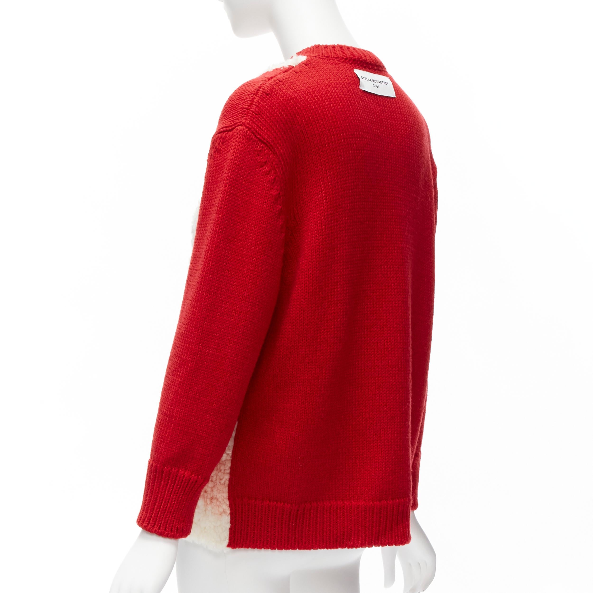 STELLA MCCARTNEY red wool cotton textured bunny sweater IT34 XXS For Sale 1