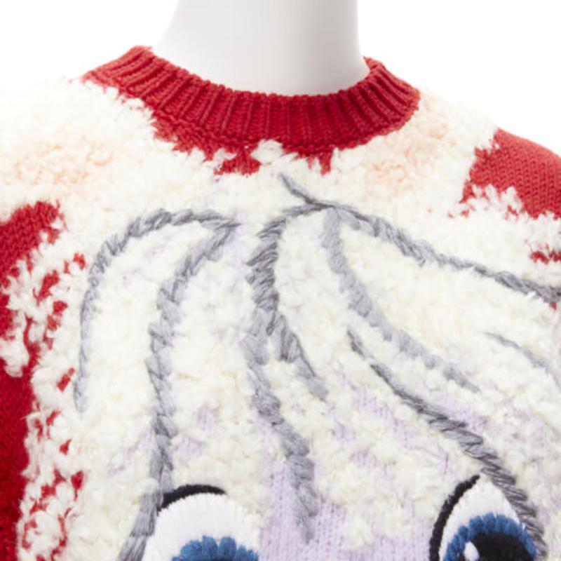 Pull col bénitier STELLA MCCARTNEY rouge en laine et coton texturé IT34 XXS en vente 2