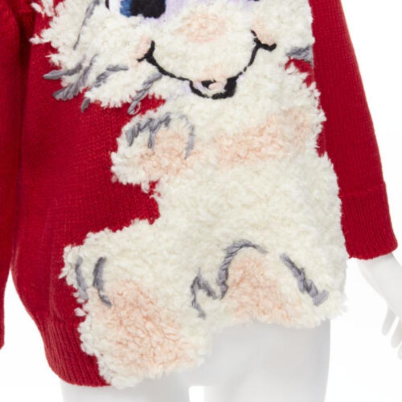 Pull col bénitier STELLA MCCARTNEY rouge en laine et coton texturé IT34 XXS en vente 3