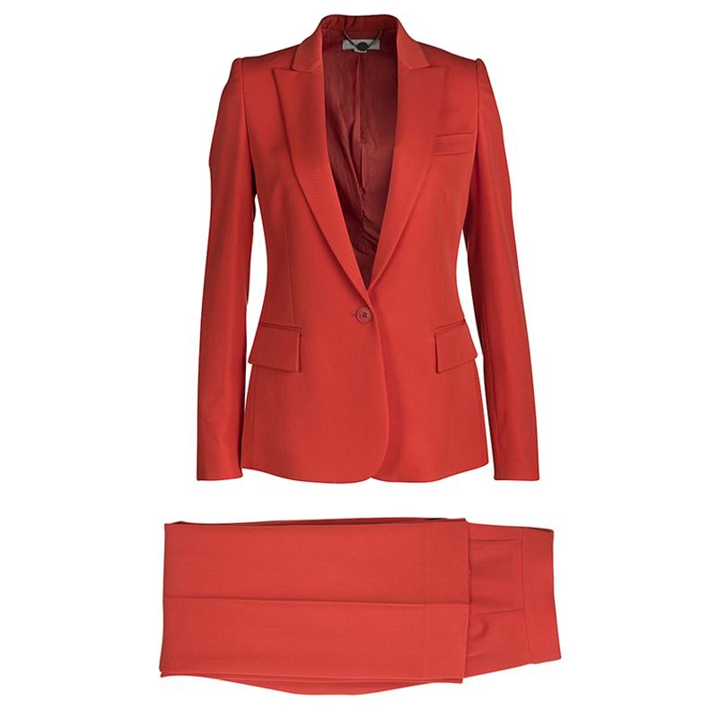 Stella McCartney Red Wool Ingrid Blazer and Cropped Pant Suit XS