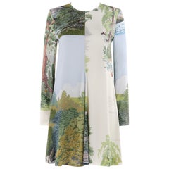 STELLA McCARTNEY Resort 2017 "Aspen" Forest Print Long Sleeve A-Line Dress NWT