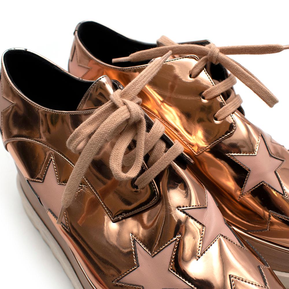 Brown Stella McCartney Rose Gold Faux Leather Elyse Platform Sneakers - Size EU 39